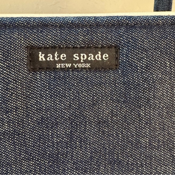 Vintage Kate Spade New York Denim Shoulder Bag – Made in USA – Gingham Lining - Picture 3 of 16
